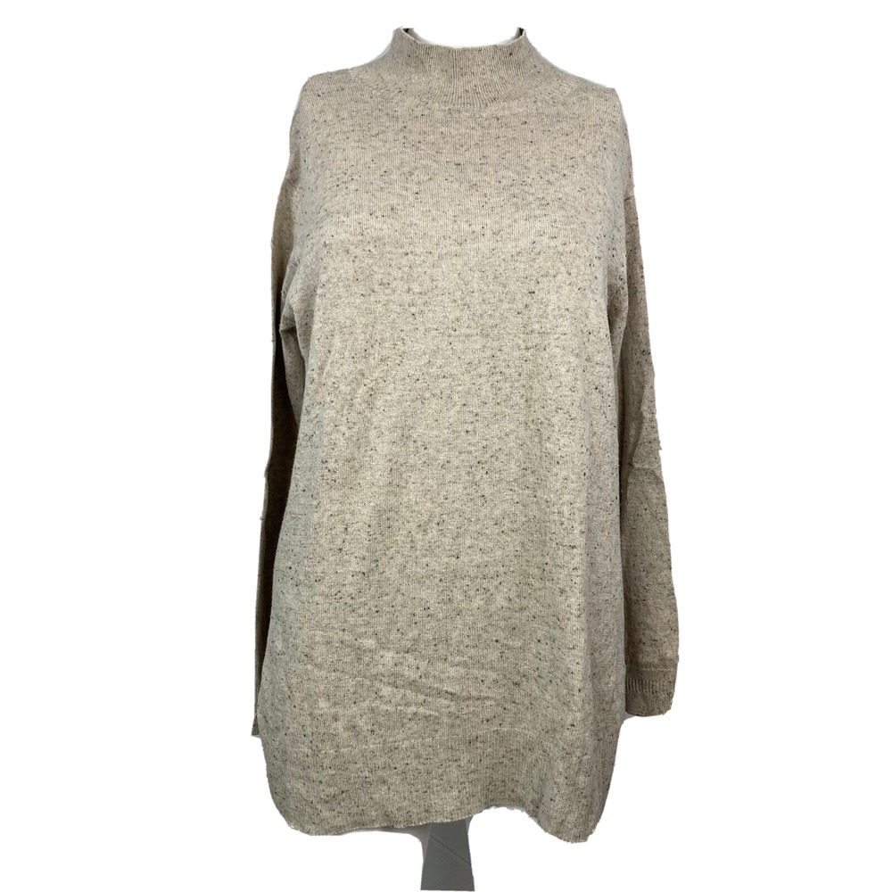 J. Jill Sweater Womens Sz SP Petite Heather Beige Pullover Knit Funnel Neck